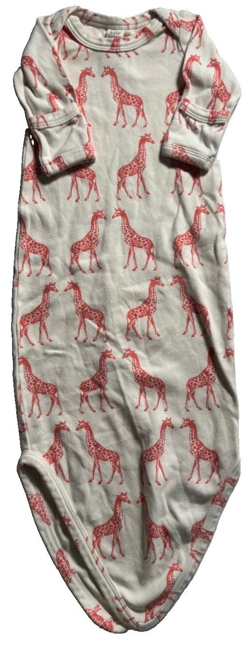 Kate Quinn Organics Baby Gown 0-3 Months Giraffe Print Organic Cotton